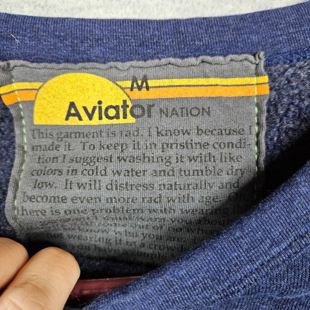 AVIATOR NATION Unisex Adult Rainbow Rib Pullover Navy Sweatshirt Sz M - Picture 6 of 7